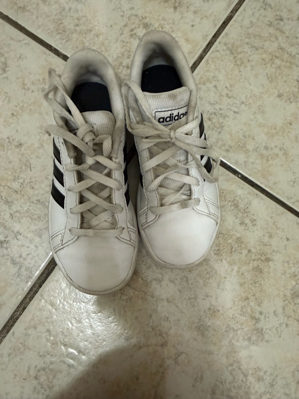 adidas White and Black Low-Top Leather Sneakers